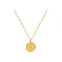 Load image into Gallery viewer, Fashion Temperament Plated Gold 316L Stainless Steel Sunflower Geometric Round Pendant with Necklace