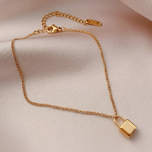 Simple Fashion Plated Gold 316L Stainless Steel Lock Anklet