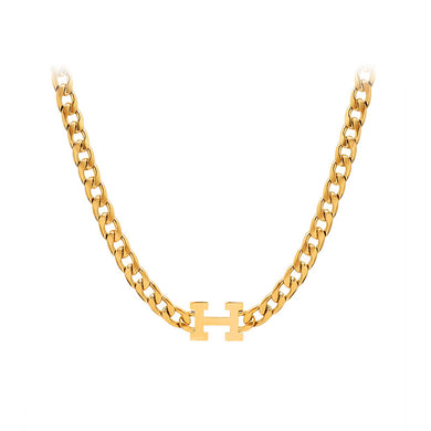 Fashion Temperament Plated Gold 316L Stainless Steel Alphabet H Chain Necklace