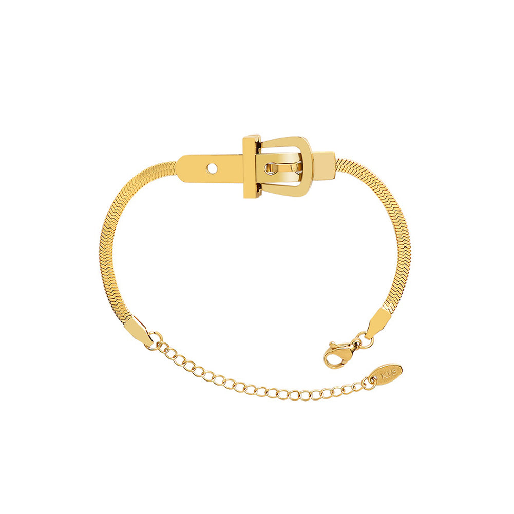 Fashion Personality Plated Gold 316L Stainless Steel Strap Buckle Chain Bracelet