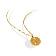 Load image into Gallery viewer, Fashion Simple Plated Gold 316L Stainless Steel Rose Geometric Round Pendant with Cubic Zirconia and Necklace