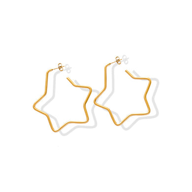 Simple Sweet Plated Gold 316L Stainless Steel Star Earrings
