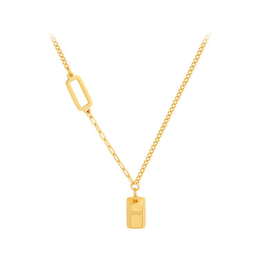 Fashion Creative Plated Gold 316L Stainless Steel Gold Brick Pendant with Necklace