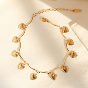 Fashion Simple Plated Gold 316L Stainless Steel Heart Anklet
