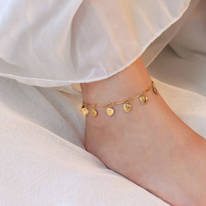 Fashion Simple Plated Gold 316L Stainless Steel Heart Anklet