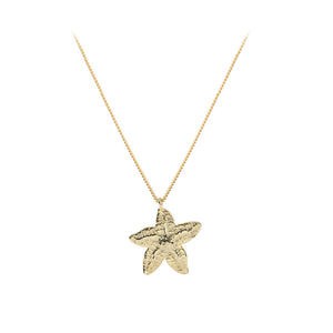 925 Sterling Silver Plated Gold Simple Fashion Starfish Pendant with Necklace