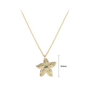 925 Sterling Silver Plated Gold Simple Fashion Starfish Pendant with Necklace
