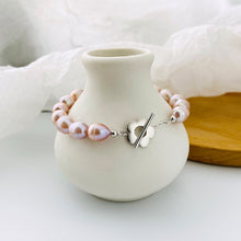 Load image into Gallery viewer, 925 Sterling Silver Fashion Elegant Pink Irregular Imitation Pearl Beaded Bracelet