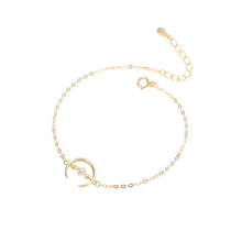 Load image into Gallery viewer, 925 Sterling Silver Plated Gold Fashion Simple Moon Star Bracelet with Cubic Zirconia