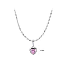 Load image into Gallery viewer, 925 Sterling Silver Fashion Romantic October Birthstone Heart Pendant with Pink cubic Zirconia and Necklace