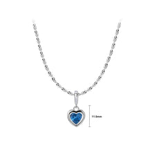 Load image into Gallery viewer, 925 Sterling Silver Fashion Romantic March Birthstone Heart Pendant with Blue cubic Zirconia and Necklace
