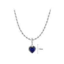 Load image into Gallery viewer, 925 Sterling Silver Fashion Romantic September Birthstone Heart Pendant with Dark Blue cubic Zirconia and Necklace