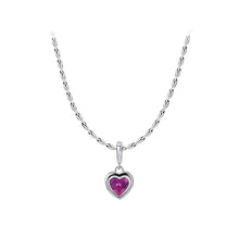 Load image into Gallery viewer, 925 Sterling Silver Fashion Romantic July Birthstone Heart Pendant with Rose red cubic Zirconia and Necklace
