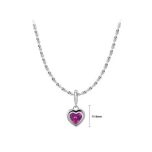 Load image into Gallery viewer, 925 Sterling Silver Fashion Romantic July Birthstone Heart Pendant with Rose red cubic Zirconia and Necklace