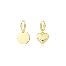 Load image into Gallery viewer, 925 Sterling Silver Plated Gold Simple Fashion Heart Round Asymmetric Earrings