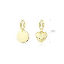 Load image into Gallery viewer, 925 Sterling Silver Plated Gold Simple Fashion Heart Round Asymmetric Earrings