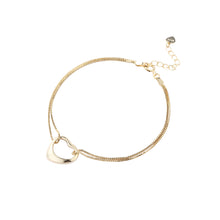 Load image into Gallery viewer, 925 Sterling Silver Plated Gold Fashion Simple Hollow Heart Double Layer Bracelet