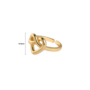 925 Sterling Silver Plated Gold Fashion Simple Hollow Heart Adjustable Open Ring