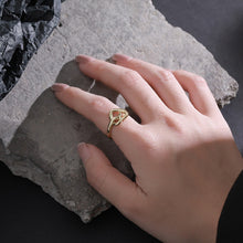 Load image into Gallery viewer, 925 Sterling Silver Plated Gold Fashion Simple Hollow Heart Adjustable Open Ring