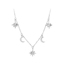 Load image into Gallery viewer, 925 Sterling Silver Fashion Simple Star Moon Necklace with Cubic Zirconia