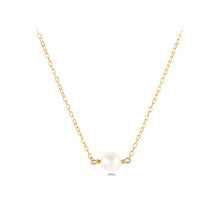 Load image into Gallery viewer, 925 Sterling Silver Plated Gold Simple Elegant Geometric Imitation Pearl Pendant with Necklace