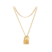 Load image into Gallery viewer, Fashion Simple Plated Gold Lock Key Pendant with Double Layer Necklace