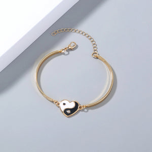 Fashion Simple Plated Gold Tai Chi Pattern Heart Bracelet