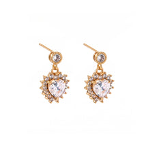 Load image into Gallery viewer, Simple Brilliant Plated Gold Heart Stud Earrings with Cubic Zirconia