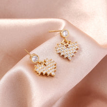 Load image into Gallery viewer, Fashion Simple Plated Gold Heart Stud Earrings with Cubic Zirconia