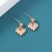 Load image into Gallery viewer, Fashion Simple Plated Gold Heart Stud Earrings with Cubic Zirconia
