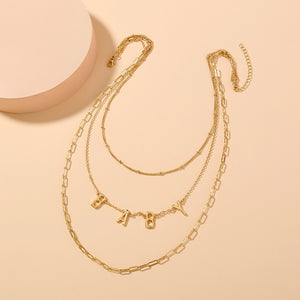 Fashion Simple Plated Gold Baby Chain Multilayer Necklace