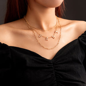 Fashion Simple Plated Gold Baby Chain Multilayer Necklace