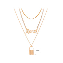 Load image into Gallery viewer, Fashion Personality Plated Gold English Alphabet Lock Pendant with Multilayer Necklace