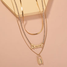 Load image into Gallery viewer, Fashion Personality Plated Gold English Alphabet Lock Pendant with Multilayer Necklace