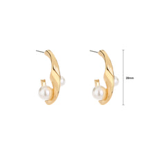 Load image into Gallery viewer, Fashion Simple Plated Gold Curved Irregular C-Shape Geometric Stud Earrings with Imitation Pearls