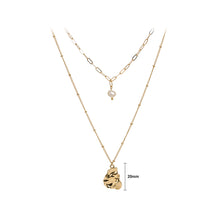 Load image into Gallery viewer, Fashion Simple Plated Gold Irregular Geometric Pendant with Imitation Pearls and Double Layer Necklace