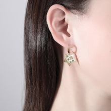 Load image into Gallery viewer, Fashion Simple Plated Gold Star Earrings with Blue Cubic Zirconia
