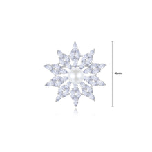 Load image into Gallery viewer, Fashion Simple Snowflake Imitation Pearl Brooch with Cubic Zirconia