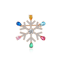 Load image into Gallery viewer, Fashion Brilliant Plated Rose Gold Snowflake Brooch with Cubic Zirconia