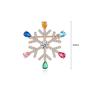 Fashion Brilliant Plated Rose Gold Snowflake Brooch with Cubic Zirconia