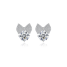 Load image into Gallery viewer, Sweet and Brilliant Ribbon Round Stud Earrings with Cubic Zirconia
