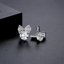 Load image into Gallery viewer, Sweet and Brilliant Ribbon Round Stud Earrings with Cubic Zirconia