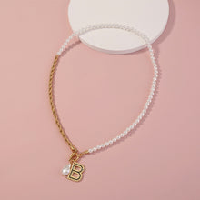Load image into Gallery viewer, Simple Personality Plated Gold Alphabet B Pendant with Beaded Necklace