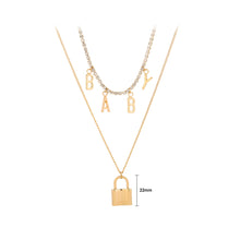 Load image into Gallery viewer, Fashion Romantic Plated Gold Lock Baby Pendant with Cubic Zirconia and Double Layer Necklace