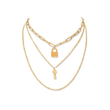 Load image into Gallery viewer, Fashion Personality Plated Gold Lock Key Pendant with Layered Necklace