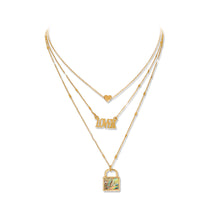 Load image into Gallery viewer, Simple and Romantic Plated Gold Heart Shell Lock Pendant with Multilayer Necklace