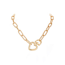 Load image into Gallery viewer, Simple Exaggerated Plated Gold Hollow Heart Thick Chain Necklace