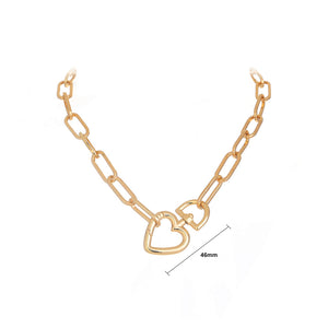 Simple Exaggerated Plated Gold Hollow Heart Thick Chain Necklace