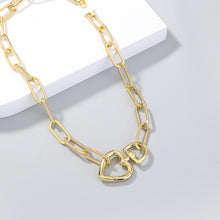 Load image into Gallery viewer, Simple Exaggerated Plated Gold Hollow Heart Thick Chain Necklace
