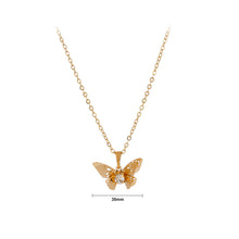 Load image into Gallery viewer, Fashion Elegant Plated Gold Hollow Butterfly Pendant with Cubic Zirconia and Necklace